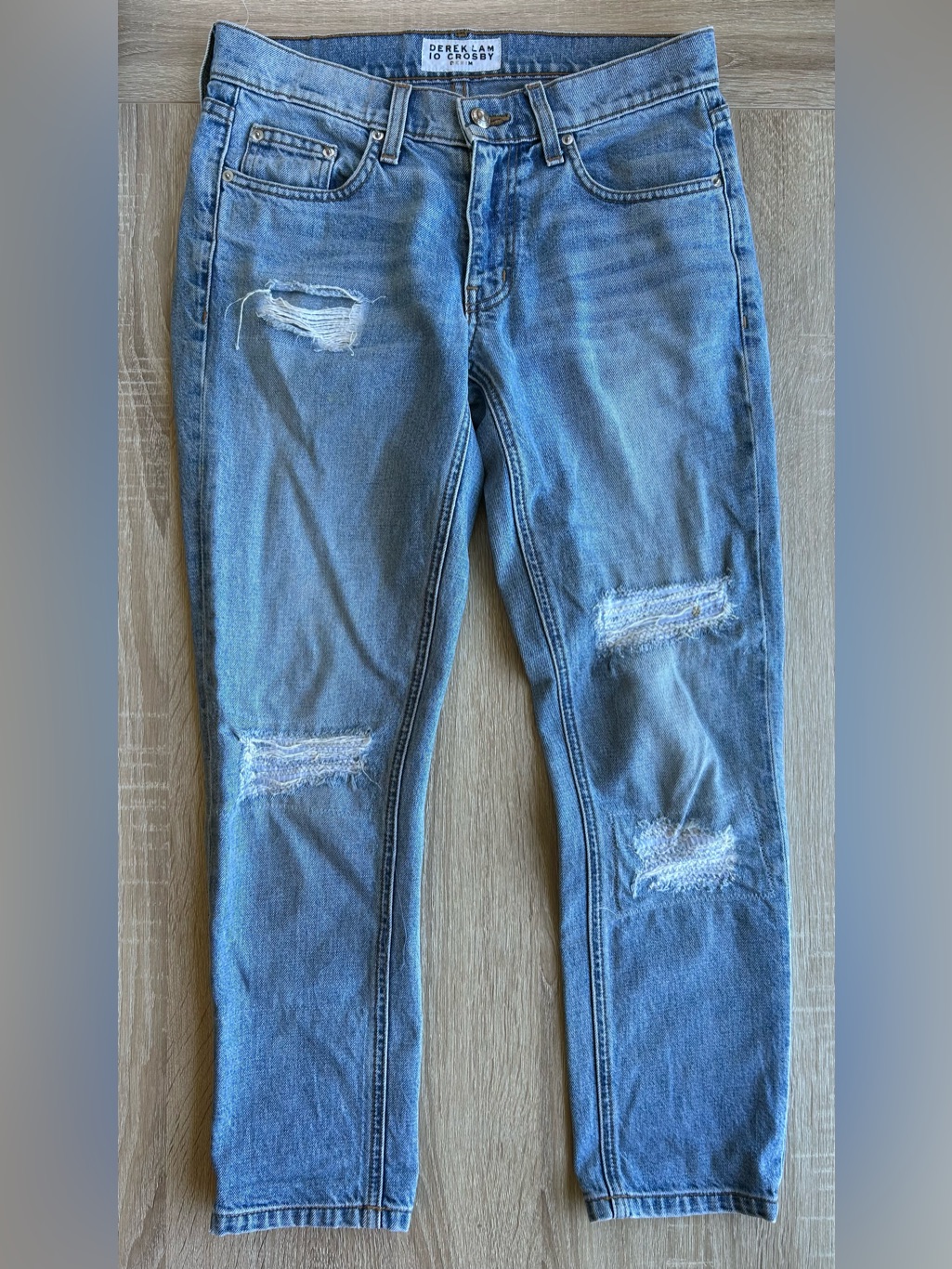 Derek Lam 10 Crosby Light Blue Distressed Cropped Denim Mila Jean 25 Girlfriend